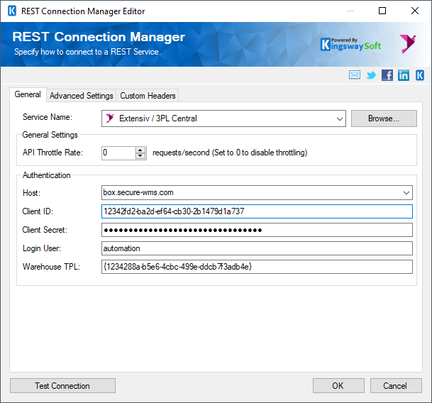 SSIS REST Extensiv / 3PL Central Connection Manager